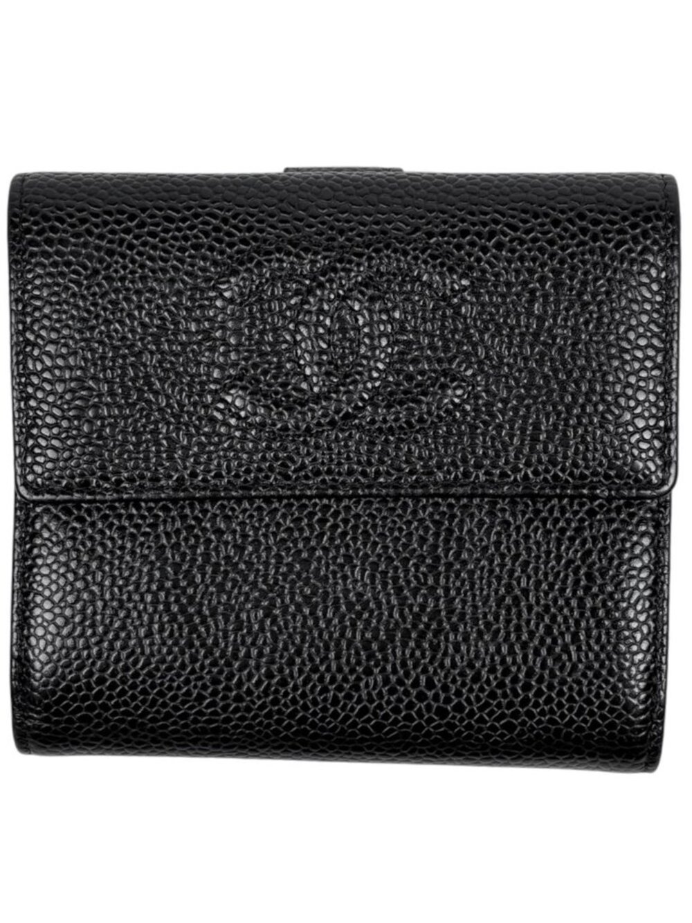 Chanel Bifold Wallet CC Logo Caviar Leather Black